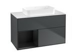 Villeroy und Boch Finion Waschtischunterschrank G651PDHG 100x60,3x50,1cm, Regal links Black matt lacquer, Midnight Blue Matt Lacquer
