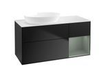 Villeroy und Boch Finion Waschtischunterschrank FA51GMPD 120cm, Abdeckplatte white matt, Regale Olive matt lacquer, Black matt lacquer
