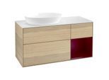 Villeroy und Boch Finion Waschtischunterschrank FA51HBPC 120cm, Abdeckplatte white matt, Regale Peony matt lacquer, Oak Veneer