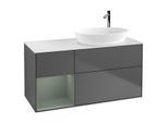 Villeroy und Boch Finion Waschtischunterschrank F921GMGK 120cm, Abdeckplatte white matt, Regale Olive matt lacquer, Anthracite matt
