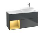 Villeroy und Boch Finion Waschtischunterschrank F921HFHG 120cm, Abdeckplatte white matt, Regale Gold matt lacquer, Midnight Blue Matt Lacquer