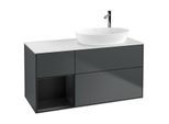 Villeroy und Boch Finion Waschtischunterschrank F921PDHG 120cm, Abdeckplatte white matt, Regale Black matt lacquer, Midnight Blue Matt Lacquer