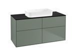 Villeroy und Boch Finion Waschtischunterschrank F67200GM 120x60,3x50,1cm, Glass Black Matt, Olive Matt Lacquer