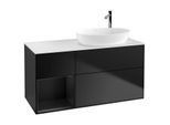 Villeroy und Boch Finion Waschtischunterschrank G921PDPD 120cm, Abdeckplatte white matt, Emotion, Regale Black matt lacquer, Black matt lacquer