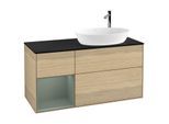 Villeroy und Boch Finion Waschtischunterschrank G922GMPC 120cm, Abdeckplatte black matt, Emotion, Regale Olive matt lacquer, Oak Veneer