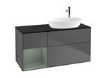 Villeroy und Boch Finion Waschtischunterschrank G922GMGK 120cm, Abdeckplatte black matt, Emotion, Regale Olive matt lacquer, Anthracite matt