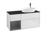 Villeroy und Boch Finion Waschtischunterschrank G922GKMT 120cm, Abdeckplatte black matt, Emotion, Regale Anthracite matt lacquer, White matt lacquer