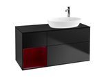 Villeroy und Boch Finion Waschtischunterschrank G922HBPD 120cm, Abdeckplatte black matt, Emotion, Regale Peony matt lacquer, Black matt lacquer