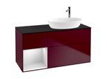 Villeroy und Boch Finion Waschtischunterschrank G922MTHB 120cm, Abdeckplatte black matt, Emotion, Regale White matt lacquer, Peony Matt