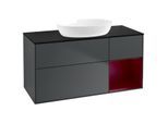 Villeroy und Boch Finion Waschtischunterschrank FA72HBHG 120cm, Abdeckplatte black matt, Regale Peony matt lacquer, Midnight Blue Matt Lacquer