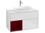 Villeroy und Boch Finion Waschtischunterschrank F771HBMT 100cm, Abdeckplatte white matt, Regale Peony matt lacquer, White matt lacquer