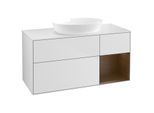 Villeroy und Boch Finion Waschtischunterschrank GA71GNMT 120cm, Abdeckplatte white matt, Emotion, Regale Walnut Veneer, White matt lacquer