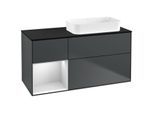 Villeroy und Boch Finion Waschtischunterschrank F682MTHG 120x60,3x50,1cm, Regal links White matt lacquer, Midnight Blue Matt Lacquer