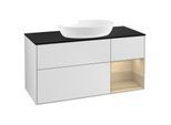 Villeroy und Boch Finion Waschtischunterschrank FA72PCMT 120cm, Abdeckplatte black matt, Regale Oak Veneer, White matt lacquer