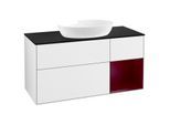 Villeroy und Boch Finion Waschtischunterschrank GA72HBGF 120cm, Abdeckplatte black matt, Emotion, Regale Peony matt lacquer, Glossy white lacquer