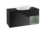 Villeroy und Boch Finion Waschtischunterschrank GA72GMPD 120cm, Abdeckplatte black matt, Emotion, Regale Olive matt lacquer, Black matt lacquer