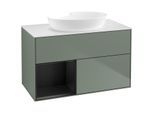 Villeroy und Boch Finion Waschtischunterschrank FA11PDGM 100cm, Abdeckplatte white matt, Regale Black matt lacquer, Olive Matt Lacquer