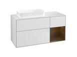 Villeroy und Boch Finion Waschtischunterschrank F691GNMT 120x60,3x50,1cm, Regal rechts Walnut veneer, White matt lacquer