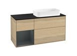 Villeroy und Boch Finion Waschtischunterschrank G682HGPC 120x60,3x50,1cm, Regal links Midnight Blue Matt Lacquer, Oak Veneer