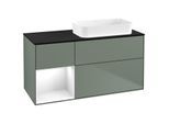 Villeroy und Boch Finion Waschtischunterschrank G682GFGM 120x60,3x50,1cm, Regal links Glossy white lacquer, Olive Matt Lacquer