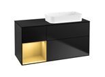 Villeroy und Boch Finion Waschtischunterschrank G682HFPD 120x60,3x50,1cm, Regal links Gold matt, Black matt lacquer