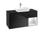 Villeroy und Boch Finion Waschtischunterschrank G832MTPD 120cm, Abdeckplatte black matt, Emotion, Regale White matt lacquer, Black matt lacquer