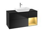 Villeroy und Boch Finion Waschtischunterschrank G832HFPD 120cm, Abdeckplatte black matt, Emotion, Regale Gold matt lacquer, Black matt lacquer