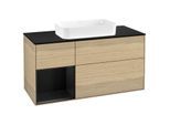 Villeroy und Boch Finion Waschtischunterschrank G702PDPC 120x60,3x50,1cm, Regal rechts Black matt lacquer, Oak Veneer