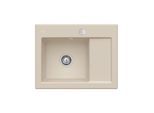 Villeroy und Boch Subway 45 Compact Einbauspüle 331202AM links, mit Ablaufgarnitur, Excenterbetätigung, 650 x 510 mm, almond CeramicPlus