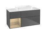 Villeroy und Boch Finion Waschtischunterschrank F701PCGK 120x60,3x50,1cm, Regal links Oak Veneer, Anthracite matt