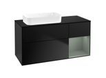 Villeroy und Boch Finion Waschtischunterschrank G692GMPD 120x60,3x50,1cm, Regal rechts Olive Matt Lacquer, Black matt lacquer