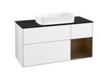 Villeroy und Boch Finion Waschtischunterschrank G712GNGF 120x60,3x50,1cm, Regal rechts Walnut veneer, Glossy white lacquer