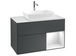 Villeroy und Boch Finion Waschtischunterschrank F781GFHG 100cm, Abdeckplatte white matt, Regale Glossy white lacquer, Midnight Blue Matt Lacquer