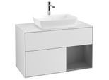 Villeroy und Boch Finion Waschtischunterschrank F781GKMT 100cm, Abdeckplatte white matt, Regale Anthracite matt lacquer, White matt lacquer