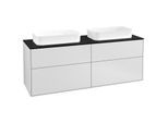 Villeroy und Boch Finion Waschtischunterschrank F72200MT 160x60,3x50,1cm, Glass Black Matt, White matt lacquer