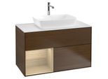 Villeroy und Boch Finion Waschtischunterschrank G771PCGN 100cm, Abdeckplatte white matt, Emotion, Regale Oak Veneer, Walnut veneer