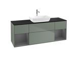 Villeroy und Boch Finion Waschtischunterschrank F862GKGM 160cm, Abdeckplatte black matt, Regale Anthracite matt lacquer, Olive Matt Lacquer