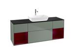 Villeroy und Boch Finion Waschtischunterschrank F862HBGM 160cm, Abdeckplatte black matt, Regale Peony matt lacquer, Olive Matt Lacquer