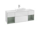 Villeroy und Boch Finion Waschtischunterschrank F861GMMT 160cm, Abdeckplatte white matt, Regale Olive matt lacquer, White matt lacquer