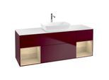 Villeroy und Boch Finion Waschtischunterschrank F861PCHB 160cm, Abdeckplatte white matt, Regale Oak Veneer, Peony Matt