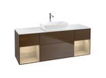 Villeroy und Boch Finion Waschtischunterschrank F861PCGN 160cm, Abdeckplatte white matt, Regale Oak Veneer, Walnut veneer