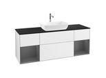 Villeroy und Boch Finion Waschtischunterschrank G862GKGF 160cm, Abdeckplatte black matt, Emotion, Regale Anthracite matt lacquer, Glossy white lacquer