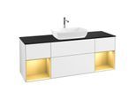 Villeroy und Boch Finion Waschtischunterschrank G862HFGF 160cm, Abdeckplatte black matt, Emotion, Regale Gold matt lacquer, Glossy white lacquer