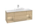 Villeroy und Boch Finion Waschtischunterschrank G861PCPC 160cm, Abdeckplatte white matt, Emotion, Regale Oak Veneer, Oak Veneer