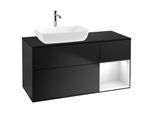 Villeroy und Boch Finion Waschtischunterschrank G812GFPD 120cm, Abdeckplatte black matt, Emotion, Regale Glossy white lacquer, Black matt lacquer