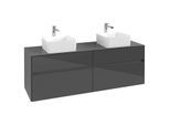 Villeroy und Boch Collaro Waschtischunterschrank C05200FP 160 x 54,8 x 50 cm, für 2 Waschtische, Glossy Grey