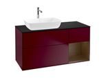Villeroy und Boch Finion Waschtischunterschrank G812GNHB 120cm, Abdeckplatte black matt, Emotion, Regale Walnut Veneer, Peony Matt
