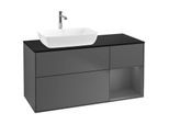Villeroy und Boch Finion Waschtischunterschrank F812GKGK 120cm, Abdeckplatte black matt, Regale Anthracite matt lacquer, Anthracite matt