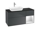Villeroy und Boch Finion Waschtischunterschrank F812MTHG 120cm, Abdeckplatte black matt, Regale White matt lacquer, Midnight Blue Matt Lacquer