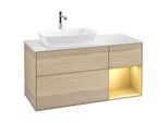 Villeroy und Boch Finion Waschtischunterschrank G811HFPC 120cm, Abdeckplatte white matt, Emotion, Regale Gold matt lacquer, Oak Veneer